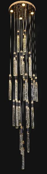 Simple stairwell long crystal column chandelier High ceiling attic residential