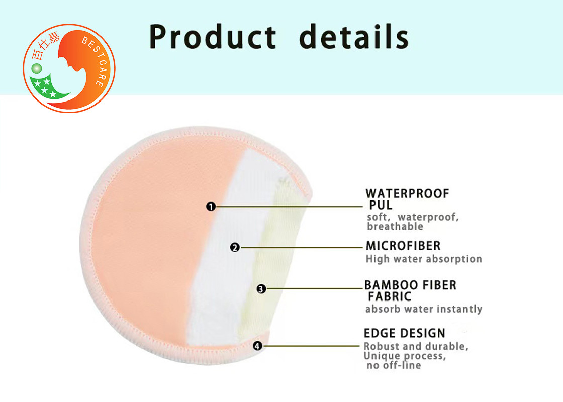 Soft Washable Breast Pads Postpartum Leaking Shields Bamboo Reusable Nursing Pads