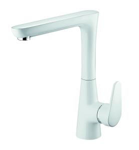 China Chrome White Kitchen Mixer Faucet Hot And Cold Water Mixer Tap Anti Aging wholesale
