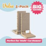 2-Pack Cat Scratching Board, 25.6'' Tall Cardboard L Shape Vertical Cat