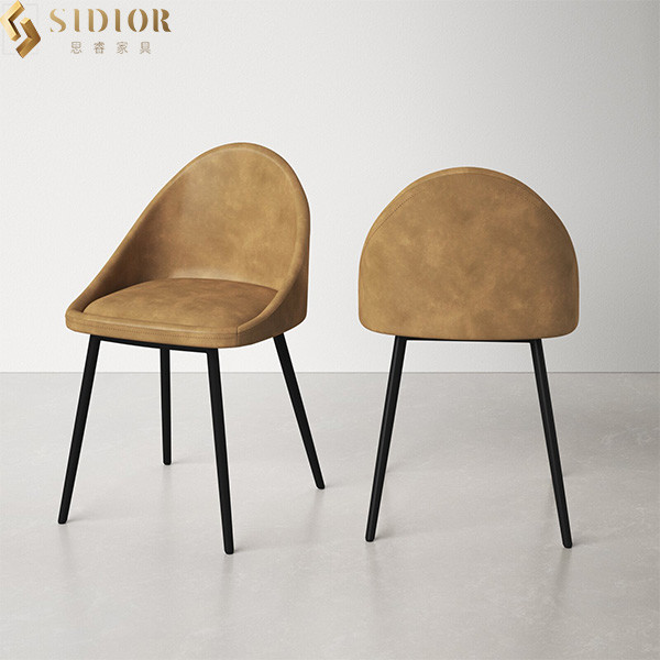 Brown PU Leather Ultra Modern Dining Chairs Set Of 4 Armless 81cm Height
