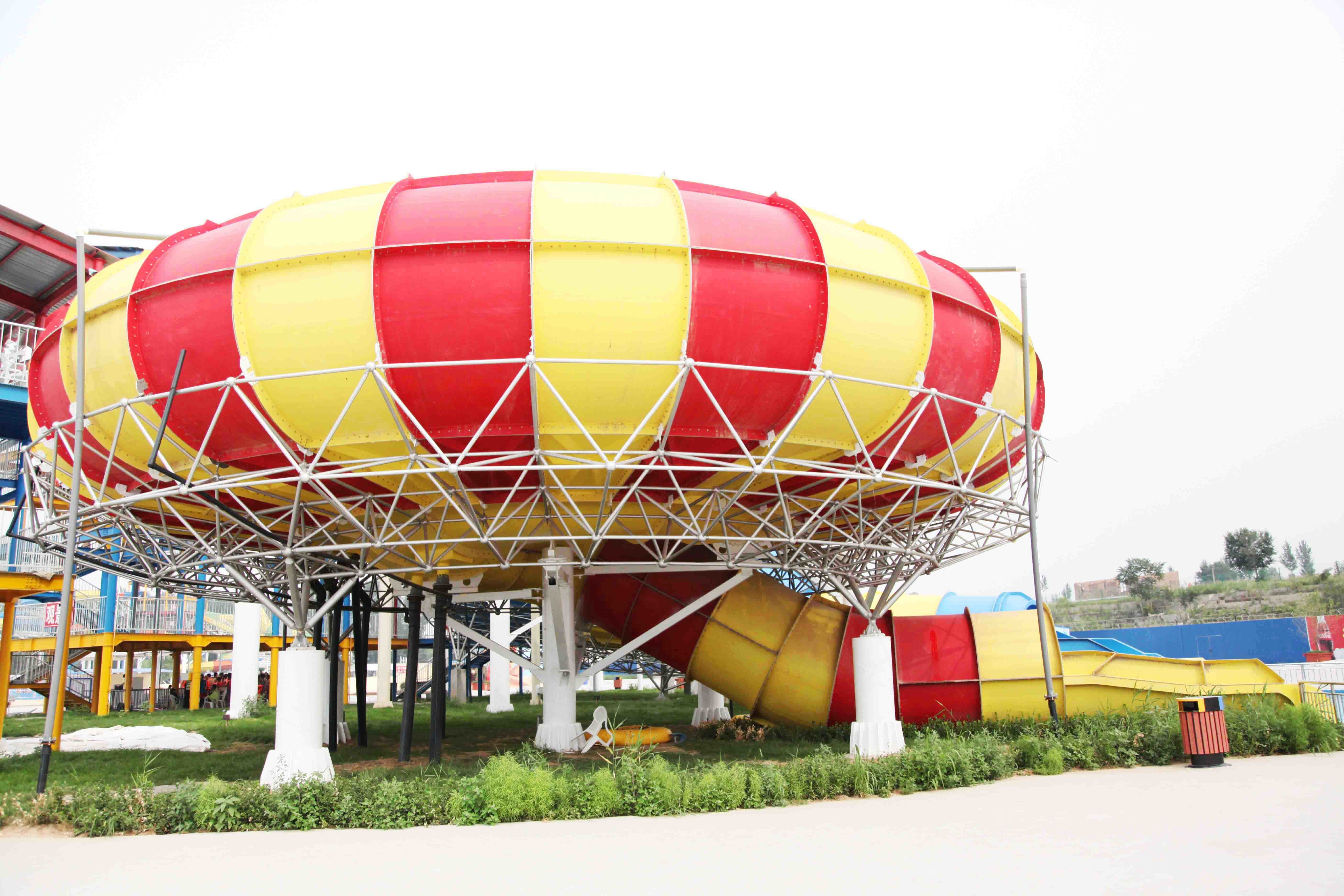 16m Platform Fun Aqua Park Fiberglass Water Slides Giant Space Water Slides