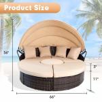 Modern Hotel Outdoor Furniture Patio Rattan Round Flip Top Daybed With Canopy