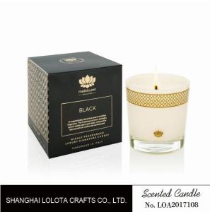 China Long Lasting Glass Jar Scented Candles Golden Pattern For Purifying Air wholesale