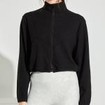100% Cotton Spring Autumn Female Sports Clothes Stand Up Collar Hoodie