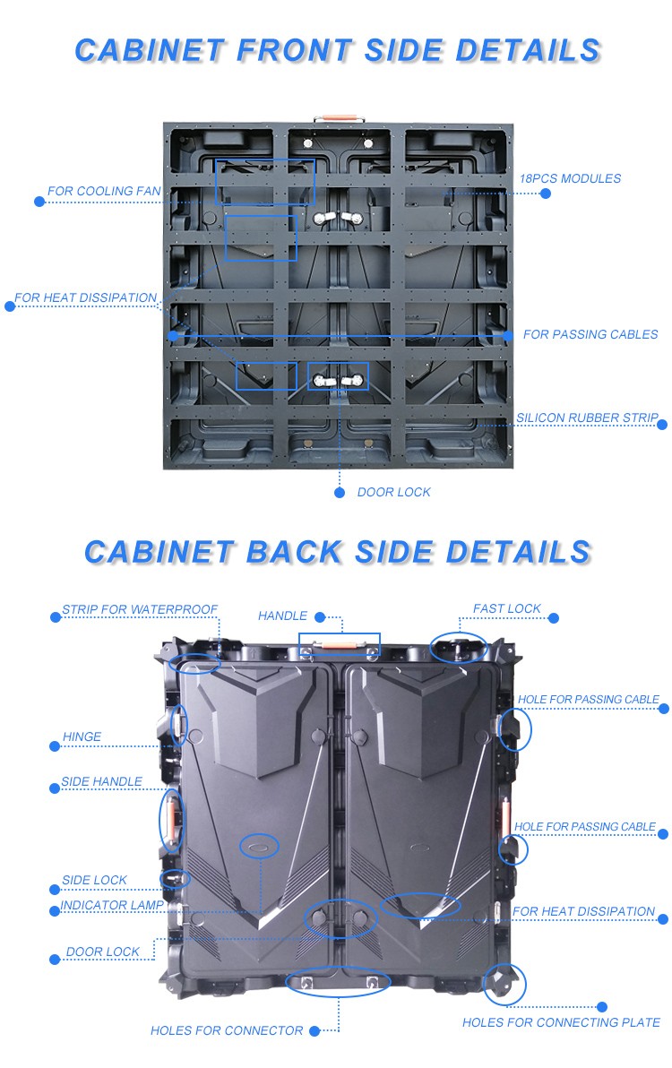 10mm Pitch 5500cd/Sqm Perimeter LED Screen 960*960mm Acrylic Die Casting