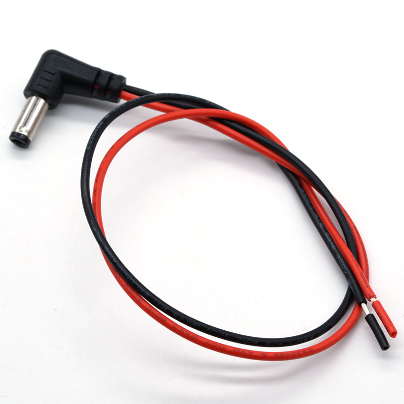 5.5 2.1 DC Power Jack Cable , 90 Degree Male Female Cable UL1007 18AWG