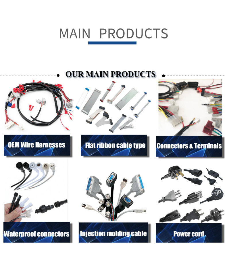 Blue Customized OEM ODM ISO9001 Industrial Mechanical Truck Engine Auto 6 Pin Connector Wire Harness Cable Assembly