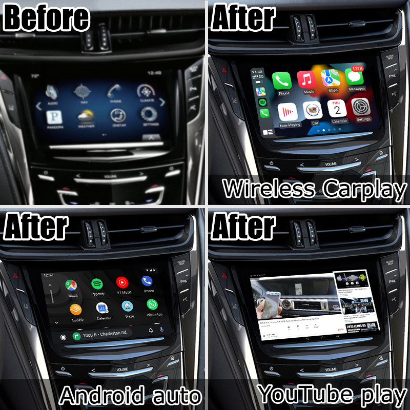 Wireless carplay android auto Android 9.0 navigation box for Cadillac CTS video interface box