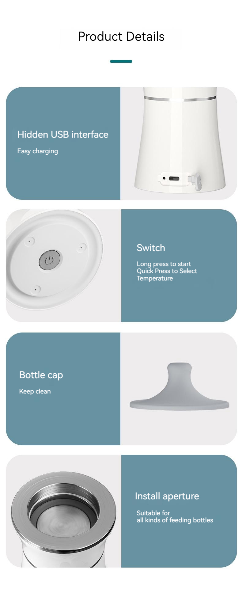 Wholesale Insulated Rechargeable Outdoor Use Baby Milk Bottle Warmer Baby Feeding Products