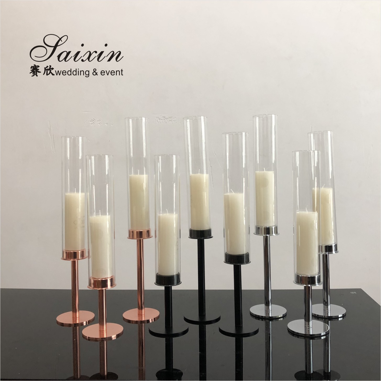 Small Crystal Glass Candle Holder Luxury Event Table Decoration Long Pole 115CM