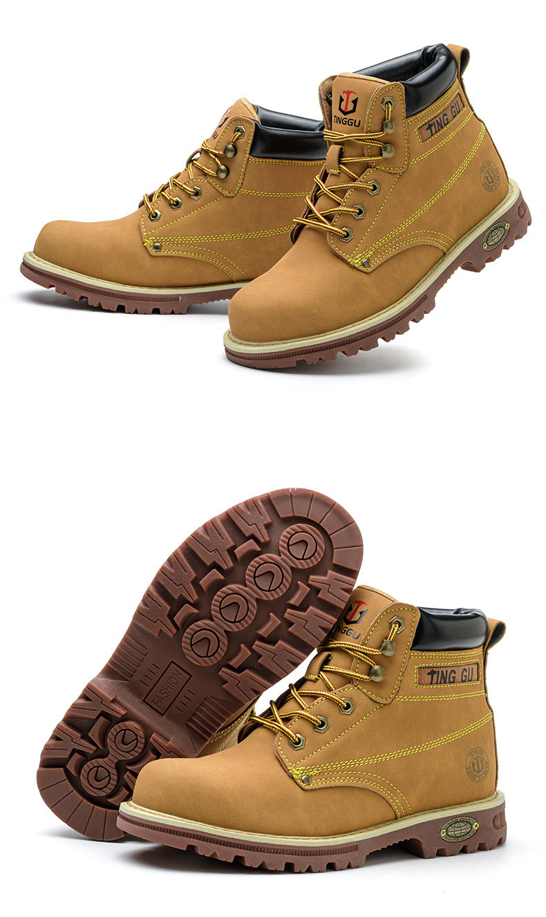 Black Microfiber Leather Safety Boots Beef Tendon Sole Work Shoes For Men