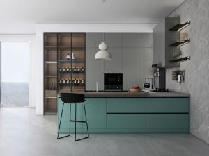 China Modern Modular Designs Custom Islands And Countertop Wood Doors Melamine Kitchen Cabinet for Apartment wholesale