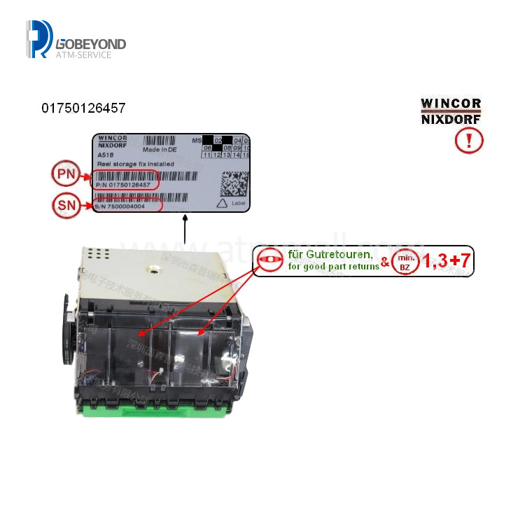 C4060 Reel Storage Fixed Escrow Module 01750126457 Wincor ATM Parts