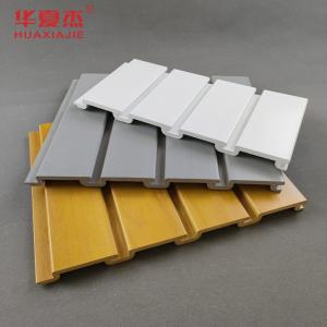 China ISO White Wooden PVC Slatwall Panels / Wood Plastic Slotted Wall Board wholesale