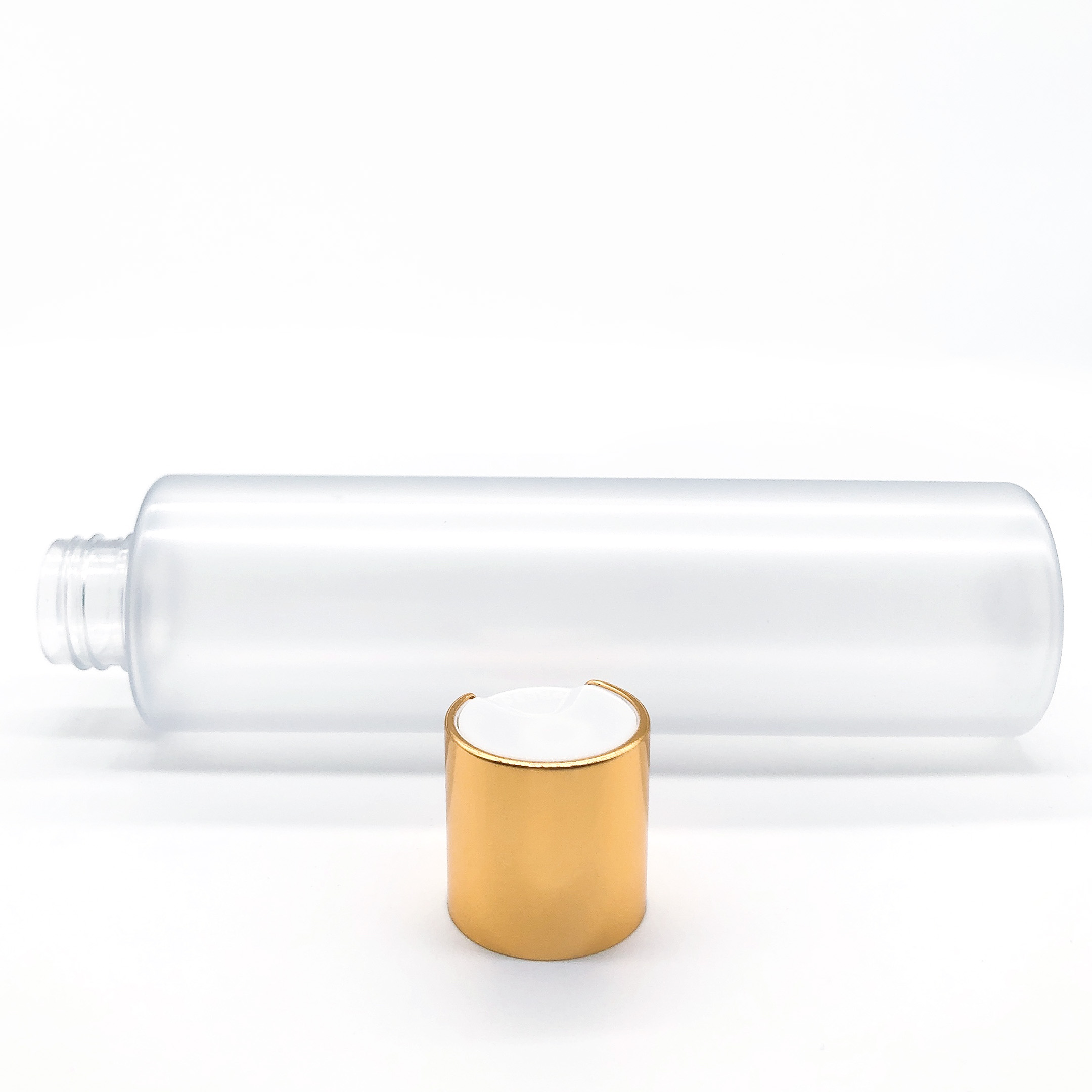 24/410 shiny gold aluminum disc top cap with white plastic top