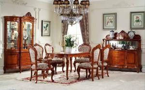 China 7Pcs Kitchen Simple Luxury Wood Dining Room Sets Commercial ISO 9001 wholesale