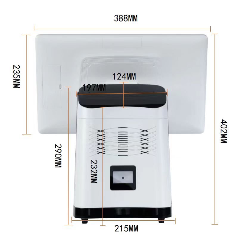 15.6'' Touch Screen Cash Register with Win 10/Android OS and Full HD 1080P Main Display