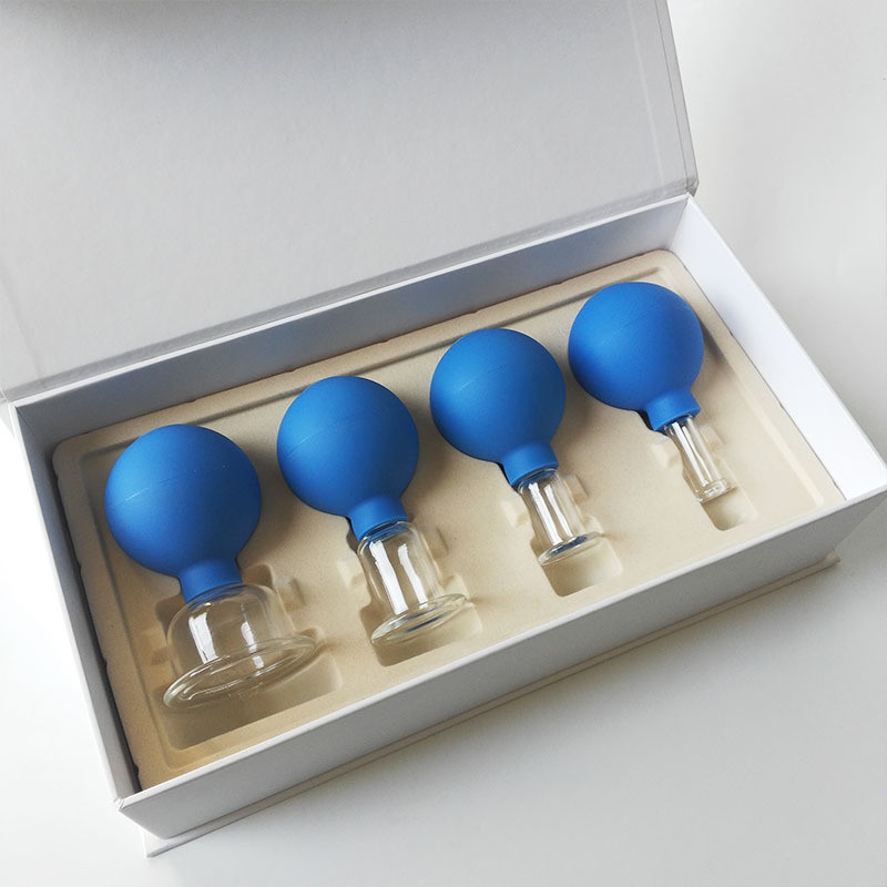 4pcs Health Massage Vacuum Cupping Cups Set Rubber Head Anti Cellulite Massage Chinese Therapy Face Cupping Set Cans
