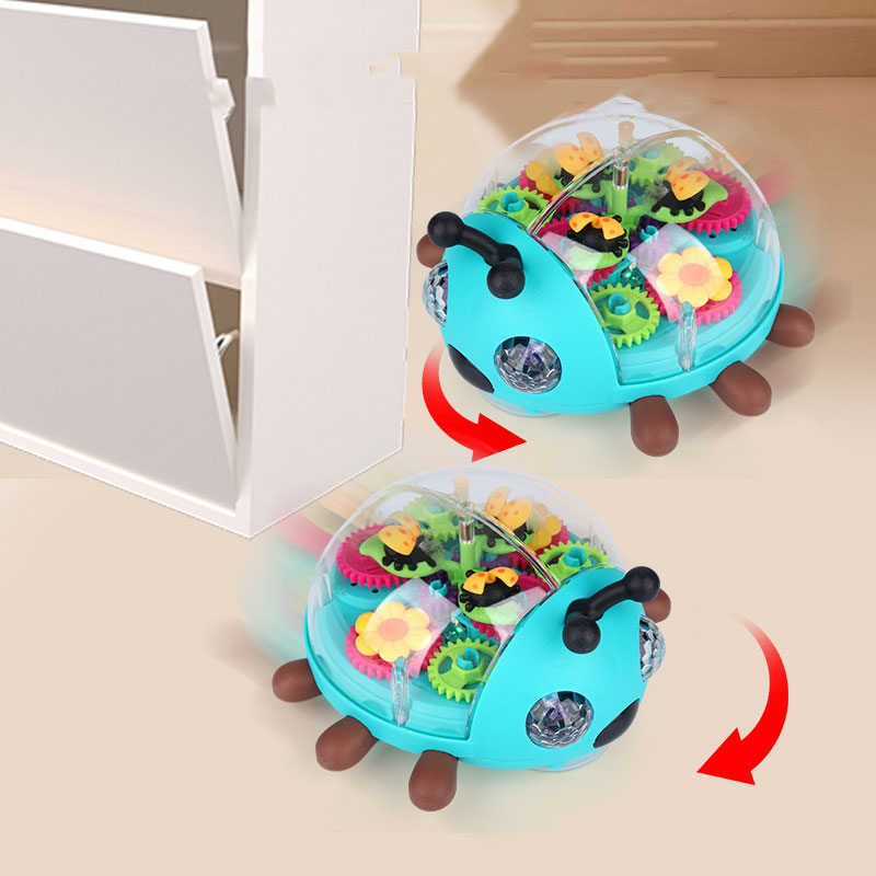 Items Electric Children's Puzzle Toy Transparent Gear Beetle Universal Walking Music Light Insect Toy