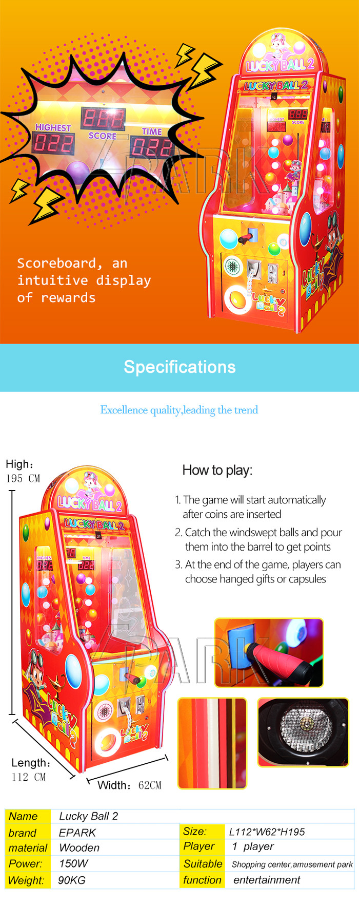 Indoor Coin Operated Redemption Game Machine Children Target Grabing Blow Ball Shooting Ball Game Console