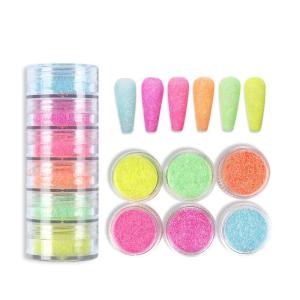 China Polyester Glitter Heart Neon Phosphor Powder Nail Glitter Powder Manufactures Nails Chrome with PET and PET wholesale
