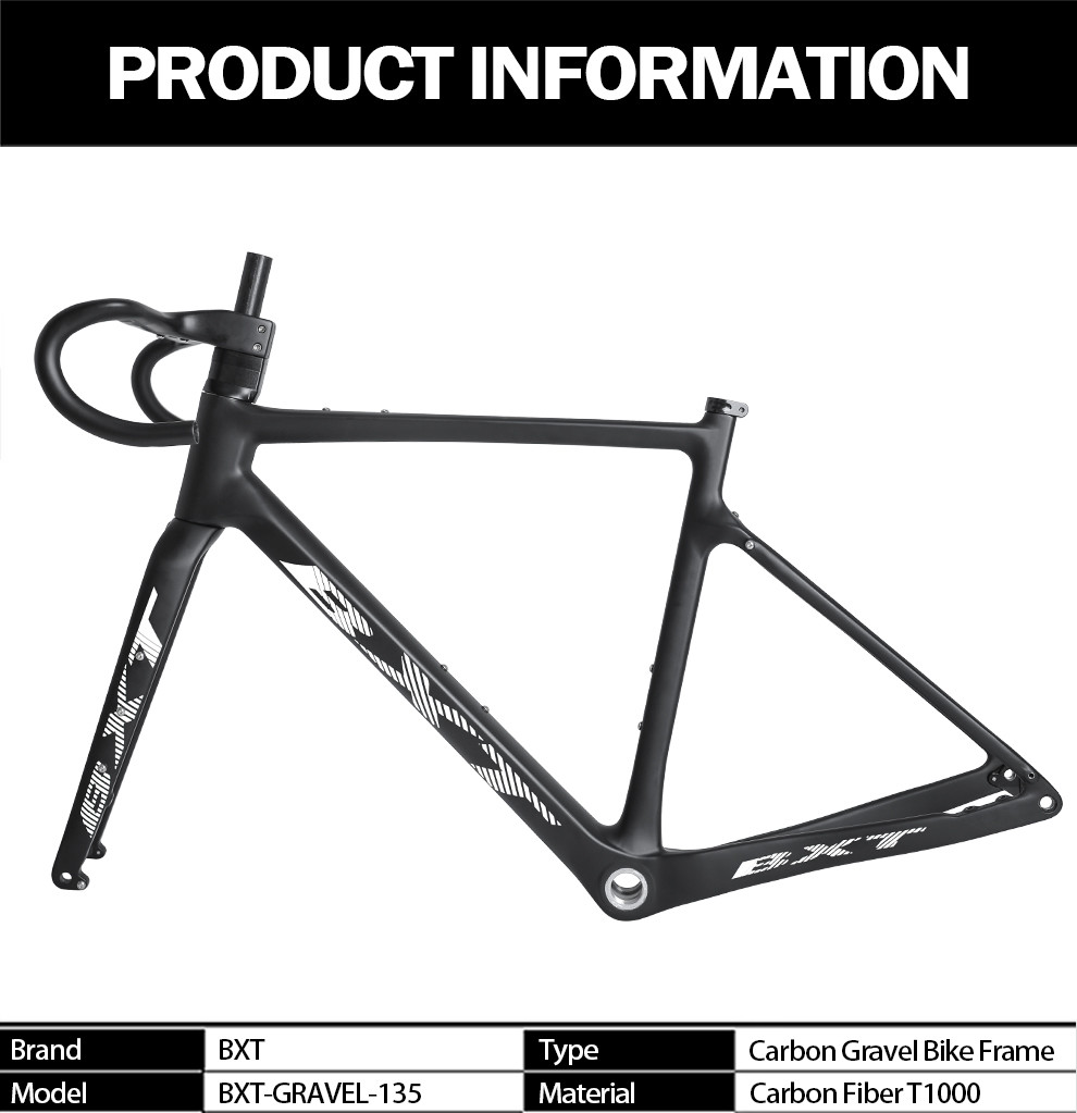 Hidden Cable Full Carbon Fiber T1000 Road Gravel Bike Frameset 700C