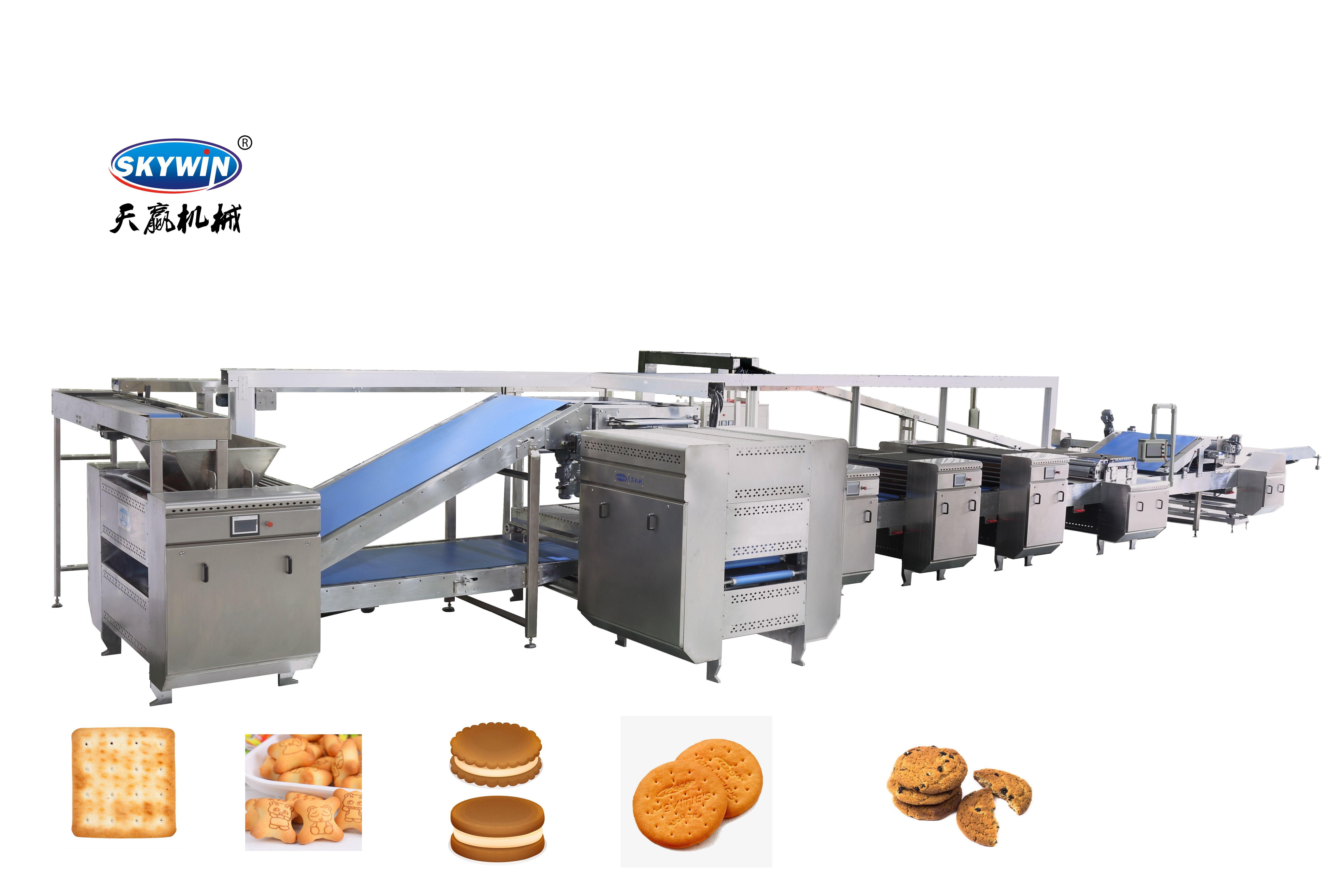 High Productivity 100~1500kgs/H Automatic Biscuit Production Line