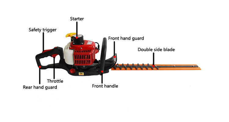Gasoline 26CC Petrol Hedge Trimmer Double Blade For Garden