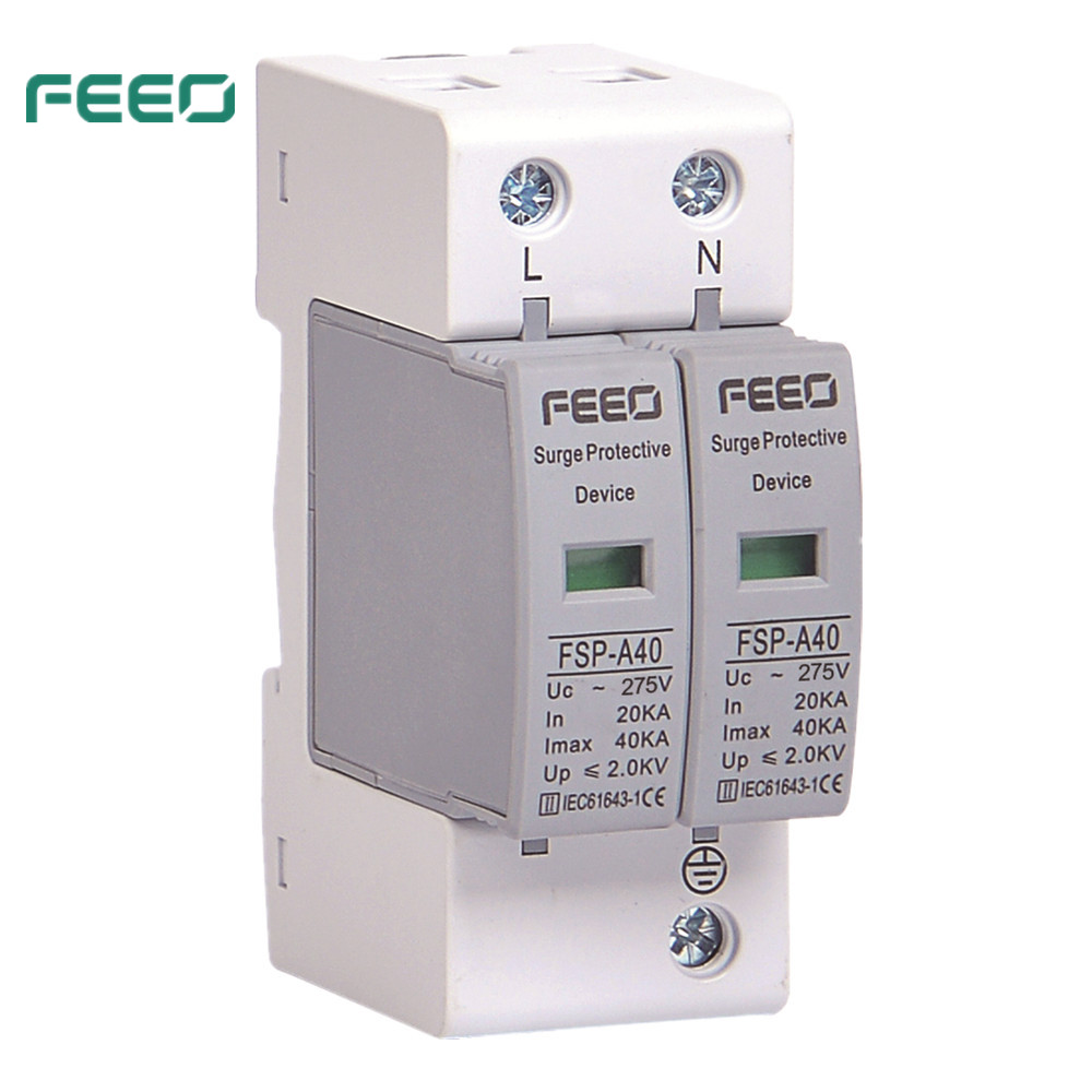 SPD Modular AC Surge Protector 40KA Rail 35mm Installation