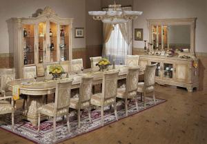 China Luxurious Italian Palace Wooden Carving Dining Table Set Antique Dining Room Furniture wholesale