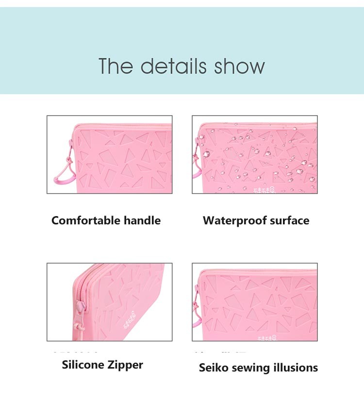 Small Square Silicone Waterproof Organizer Cosmetic Storage Bag Large Capacity Holder Portable Cosmetic