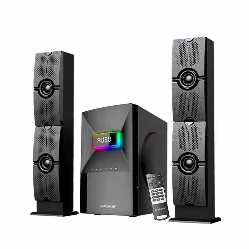 20W 5W * 2 Output Wooden Professional Audio System 2.1 USB FM BT Remote Control Subwoofer Active Column Speaker