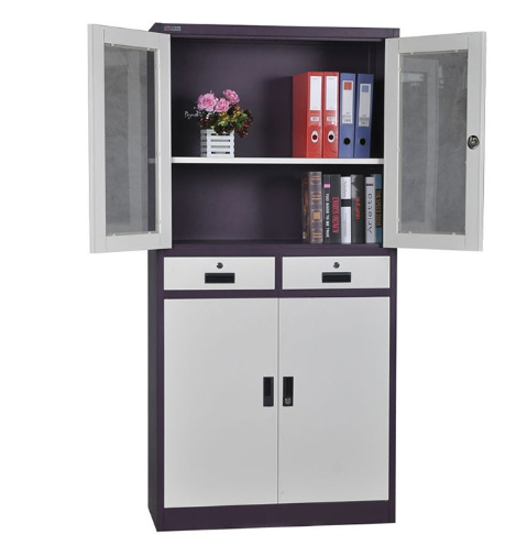 Office Steel Storage Files 2 Sliding Glass Door Metal Filing Cabinet With Drawers