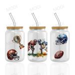 UV DTF Transfer Cup Wrap Stickers For Glass Tumblers Custom Logo Rugby Sports