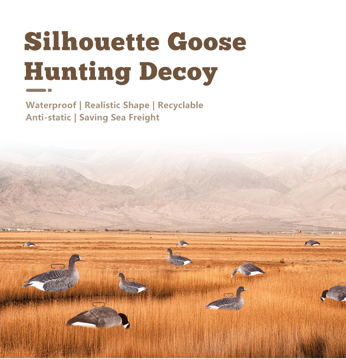 Upright Feeder 3D Silhouette Goose Hunting Decoy 5mm Thickness 1200g PP Board Black