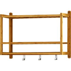 China Multifunction Bamboo Bathroom Supplies , Bamboo Bathroom Wall Shelf For Home wholesale