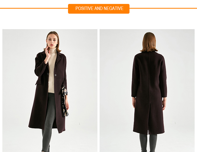 Luxury Elegant Fitted Woolen Womens Long Winter Jackets With Printed Belt