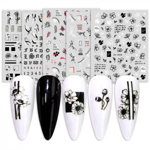 China OEM 3D Nail Art Decals Stickers Non Toxic Black White Horror Colors wholesale
