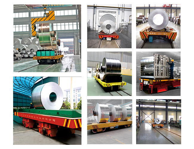 heavy duty carbon steel cable drum powered coil transfer cart on rails for coil and aluminium cargo transportation