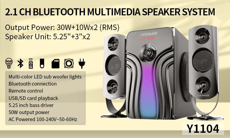 CE 50W 2.1 Stereo Speakers With USB FM AUX Bluetooth Remote Control