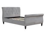 Luxury Italian Upholstered Bed Frame Modern Button Tufted Fabric Linen