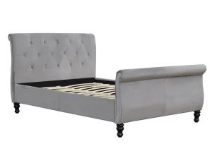 China Luxury Italian Upholstered Bed Frame Modern Button Tufted Fabric Linen wholesale