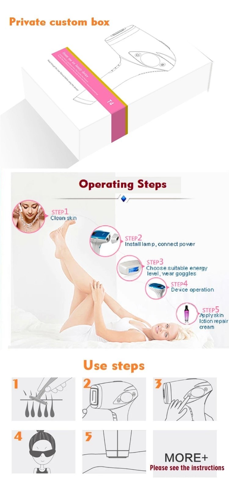 FDA 300000 Flashes Facial Body 3.5CM2 Ice Cool IPL Hair Removal
