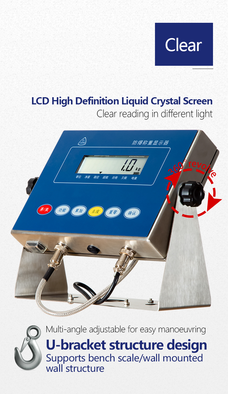 SH8P 304 Series Stainless Steel 30-300KG Explosion-Proof Scale LED Display Platform Scale