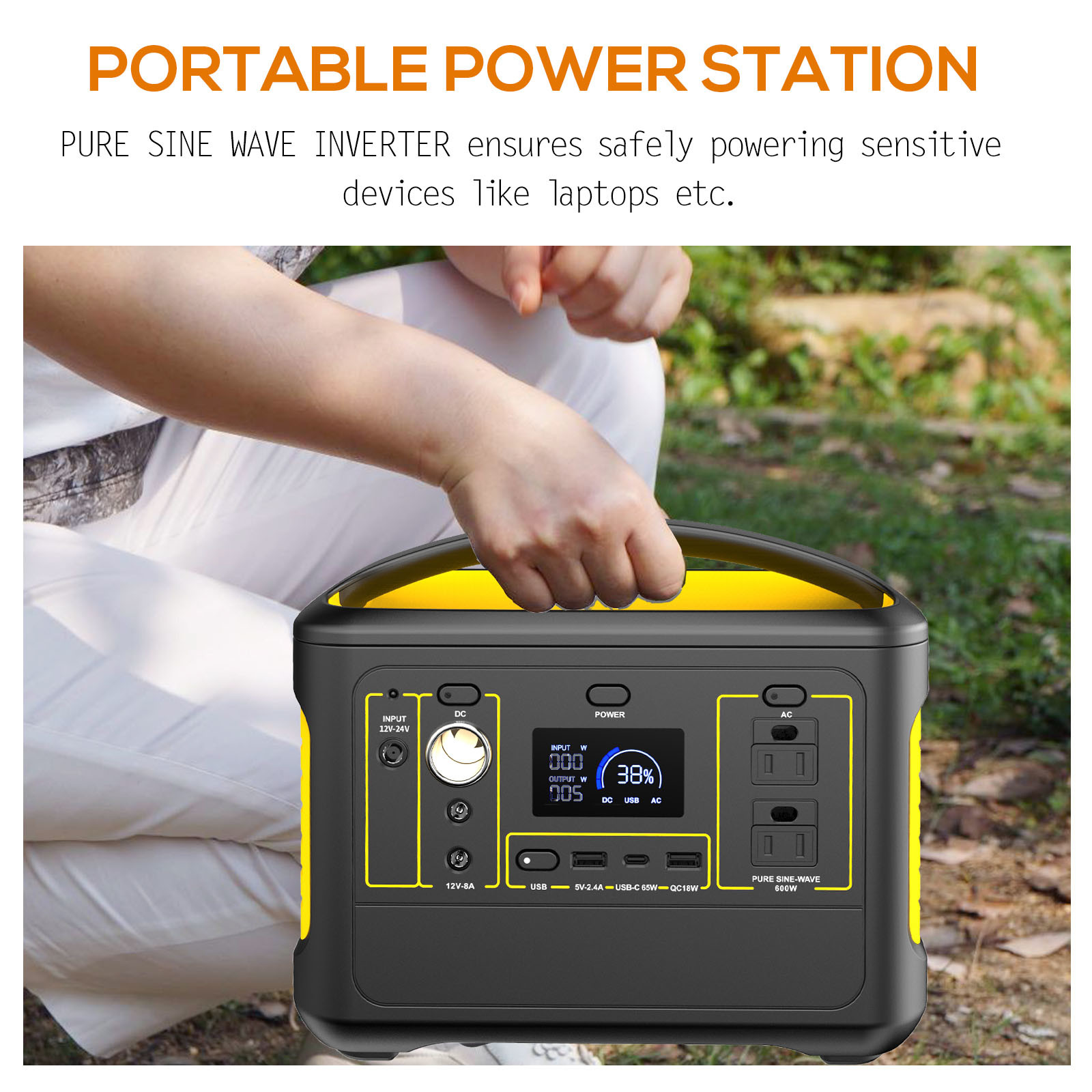 PSE Outdoor USB C DC AC 600W 1000W Portable Solar Power Station