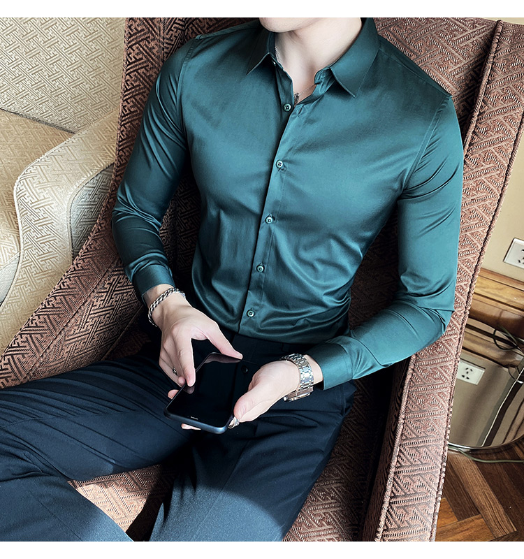 Knitted Long Sleeve Slim Fit Shirts For Men Popular Choice for Adults