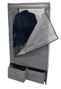 China Grey 10KG Non Woven Fabric Wardrobe With 2 Drawers wholesale