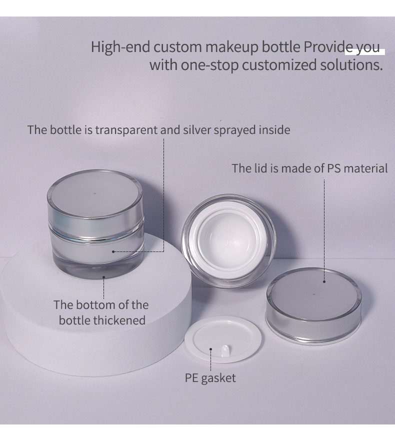 Acceptable Customer's Logo Luxury 10g Round PS Silver Empty Clear Plastic Packaging Cosmetic Cream Jar for Lip Balm