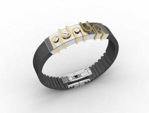 China Top Quality Europe Fashion Stainless Steel Genuine Leather Silicone Bangle Bracelet ADB108 wholesale